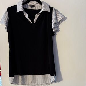 Adrianna Papell Black and White Layered Blouse